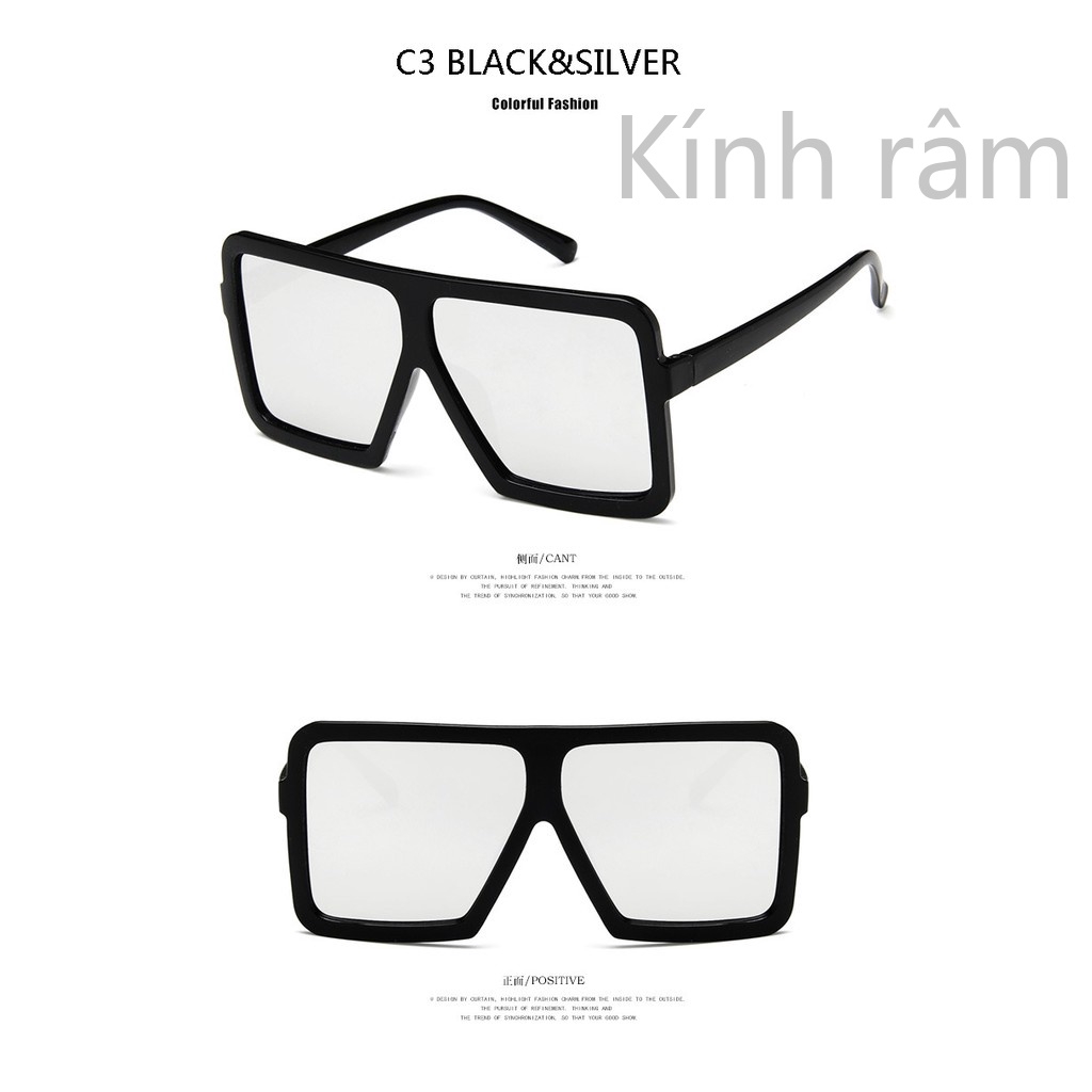Kính mát gọng vuông bản lớn thời trang cho nam nữ