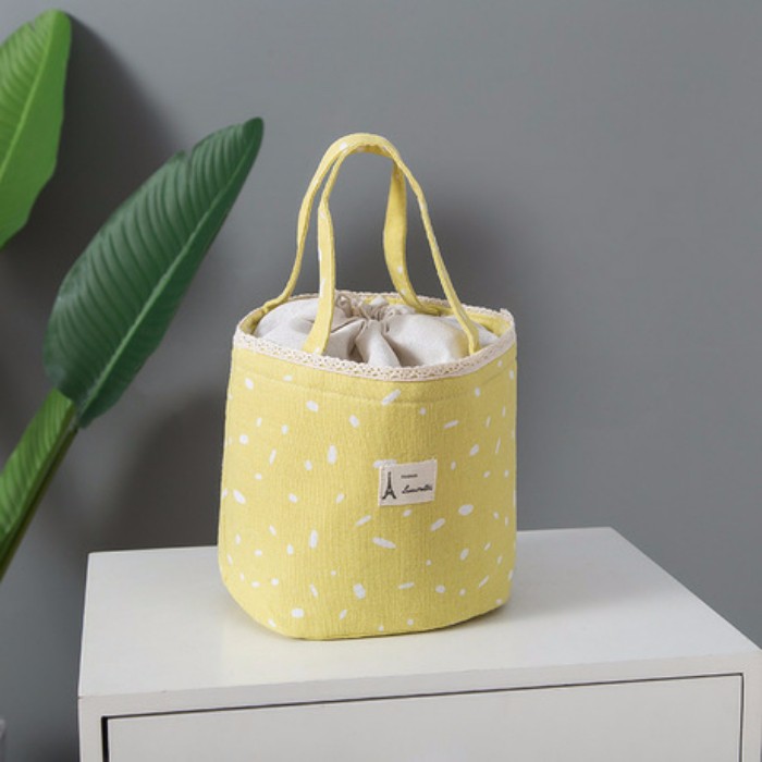 Túi đựng cơm khoá kéo vải Oxford chống thấm hoạ tiết vẩy sơn (size 38x40cm)