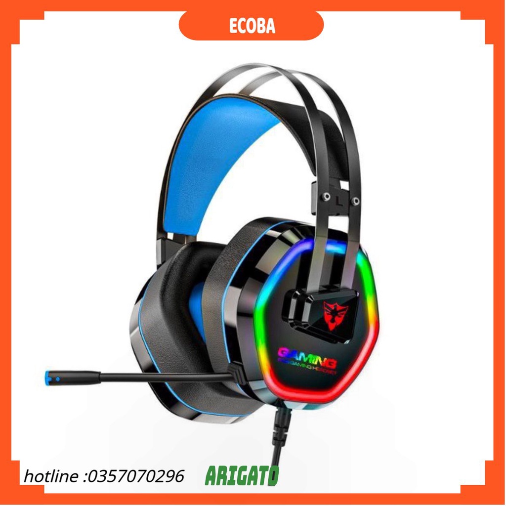 Tai nghe chụp tai gaming giả lập Acer/ G606/607/608 7.1 led rgb cho máy tính pc laptop chơi game giải trí cổng USB ECOBA