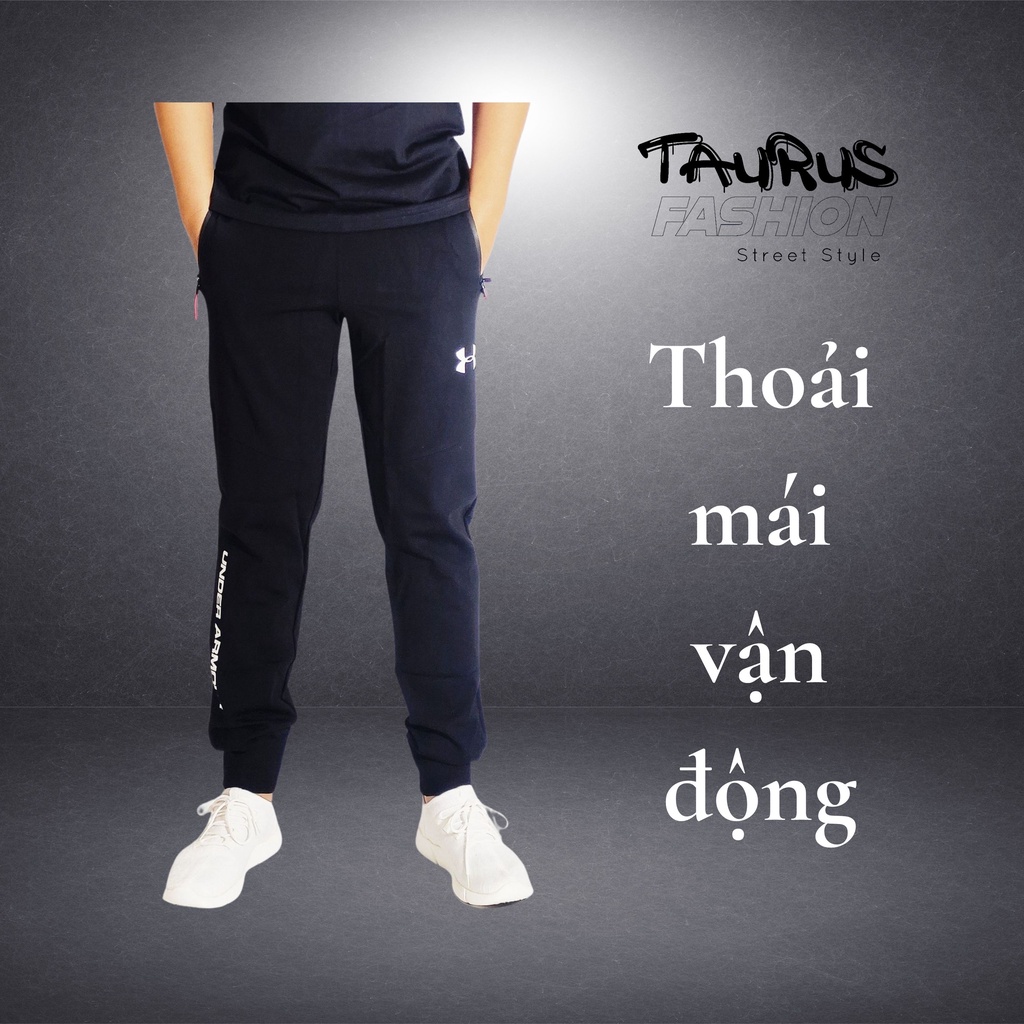 Quần Jogger thể thao Nam cao cấp UNDER ARMOUR - Chất Cotton mềm mịn, co giãn tốt, không xù lông, không bai màu