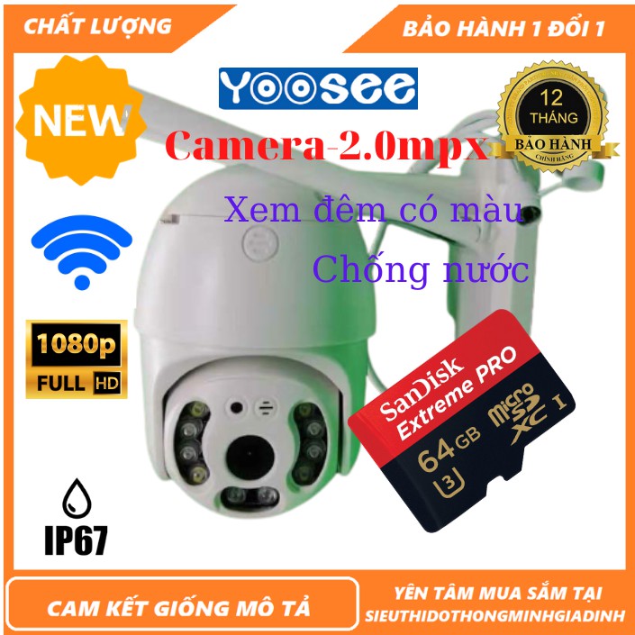 Camera yoosee wifi ngoài trời GW-D08S 2.0 MP Full HD1080P, ban đêm có màu,chống nước