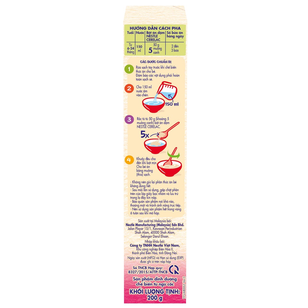 Bột ăn dặm Nestle Cerelac Gạo lức trộn sữa 200g