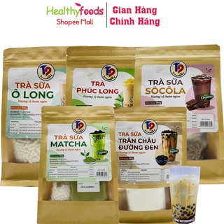 Set nguyên liệu pha trà sữa T9 phúc long thái xanh trân châu đường đen ô long sô cô la thành phẩm 10 15 ly