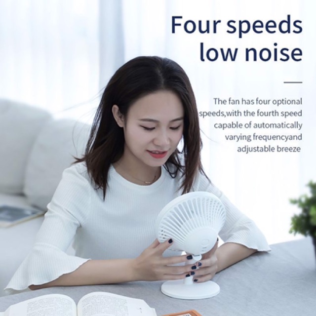 Quạt mini để bàn Baseus Ocean Fan (2000mAh, 3 mức tốc độ - Mini USB Rechargeable Air Cooling Fan Clip Desk Fan)