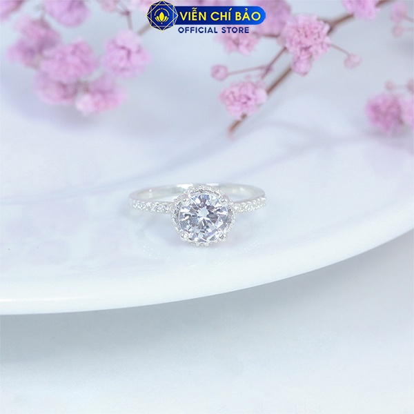 Nhẫn bạc nữ đá tròn chất liệu bạc S925 thời trang phụ kiện trang sức nữ trẻ trung Viễn Chí Bảo N400400x