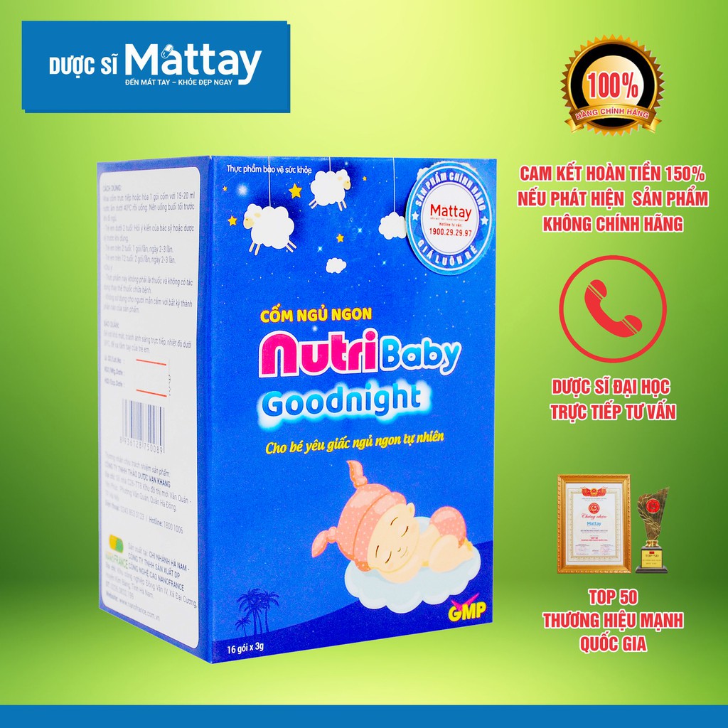 ❤️ Cốm Ngủ Ngon Nutribaby Goodnight - Hộp 16 Gói - Giúp Bé Ngủ Ngon, Ngủ Sâu Giấc