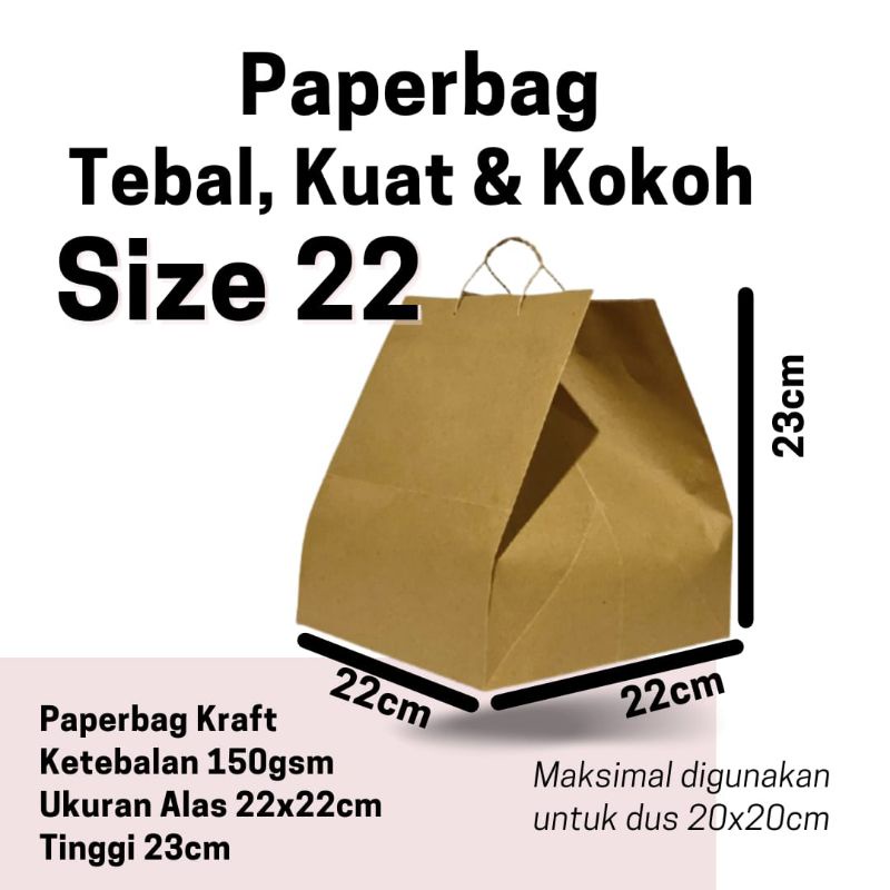 Túi Giấy Kraft Dày 22x22 cm Đựng Đồ Mua Sắm Tiện Dụng