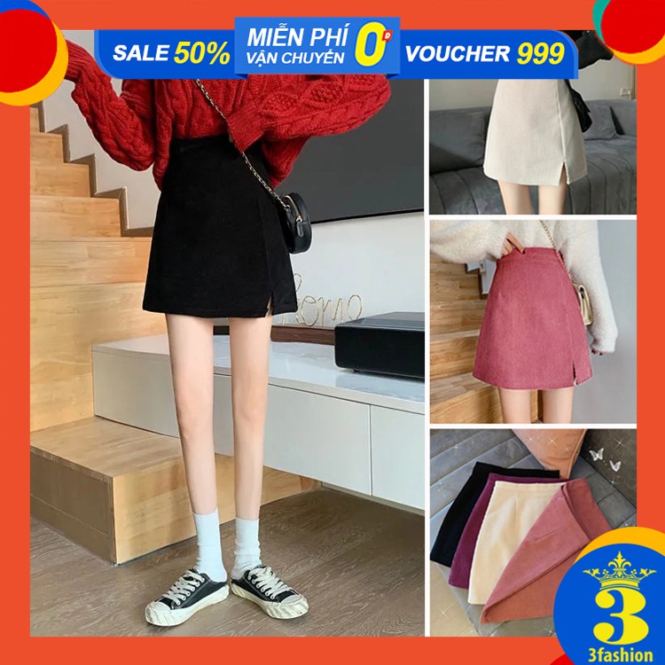 [Mã FAMAYWA giảm 10K đơn 50K] Chân Váy Chữ A Corduroy Nhung Tăm Lưng Cao Xẻ Tà Thu Đông Hot Trend - MSP B01