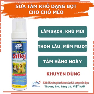 Sữa tắm khô cho chó mèo dạng bọt bio silky 200ml