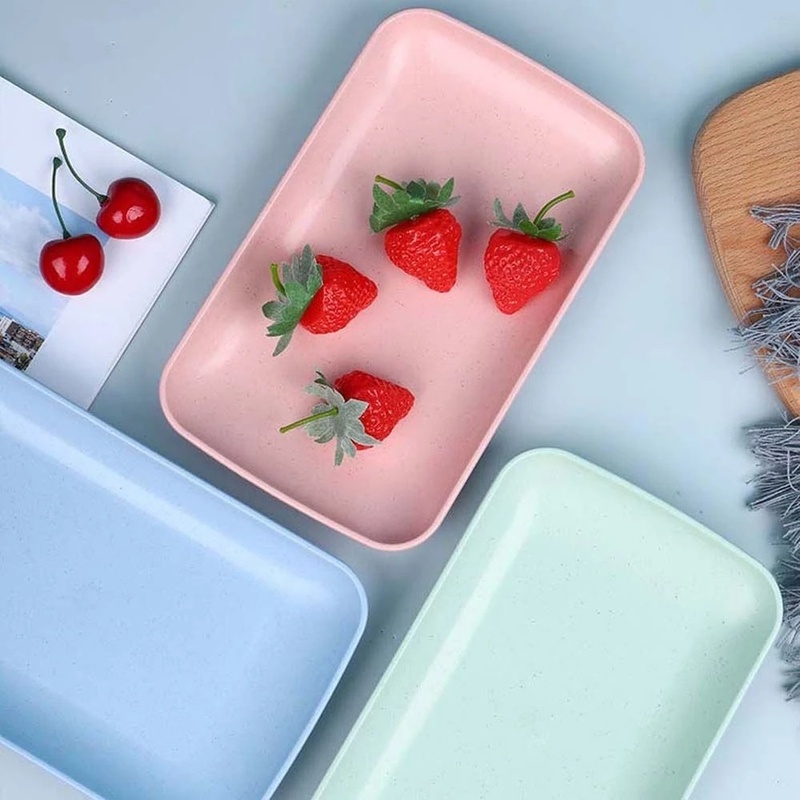 Đĩa Đựng Bánh Bao / Trà Trái Cây Bằng Sợi Rơm Lúa Mì Màu Macaron Thời Trang Dễ Làm Sạch Siêu Bền Dùng Trong Khách