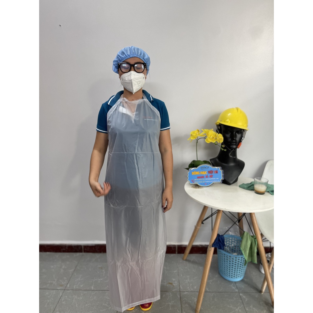 Tạp dề nhựa trong suốt chống thấm nước siêu bền, Yếm nhựa PVC chống thấm nước dùng trong ngành thực phẩm, CN, Thủy sản