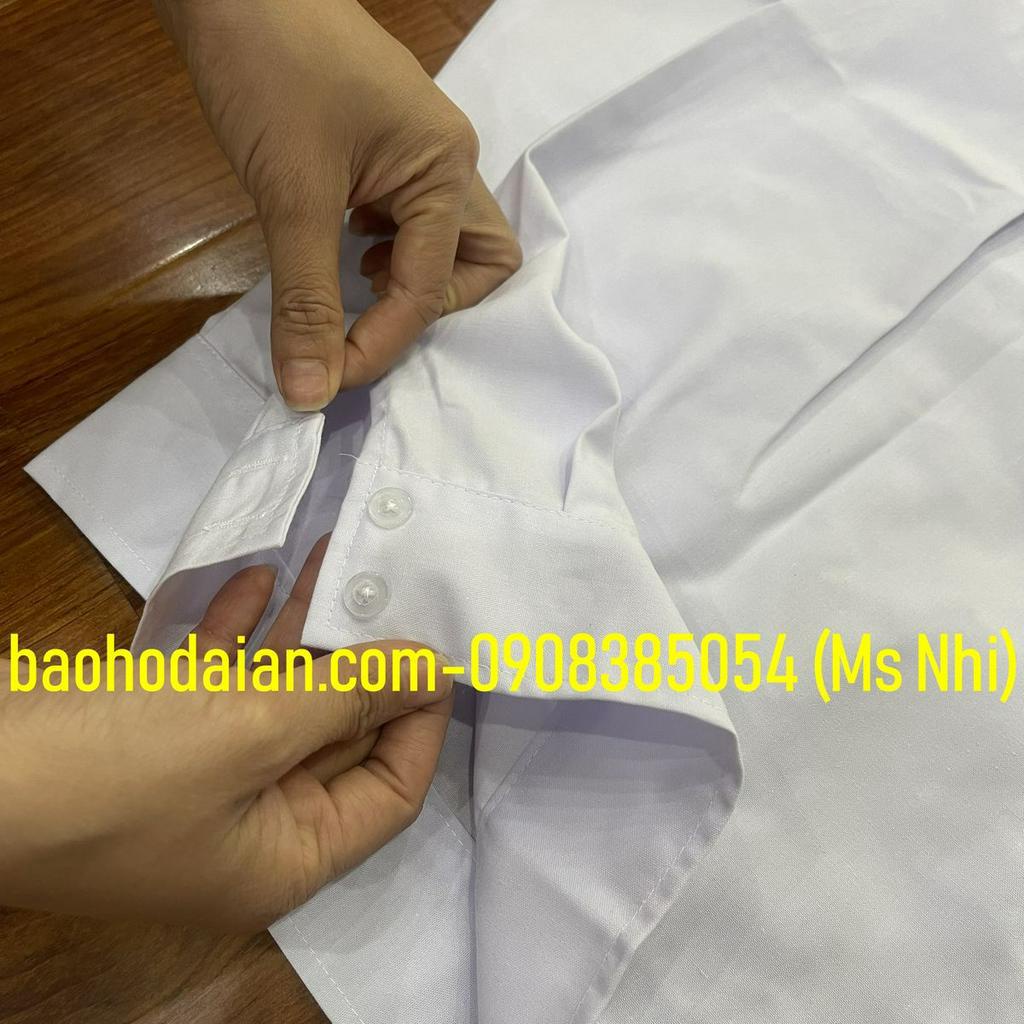 Áo bảo vệ màu trắng ngắn tay bo gấu