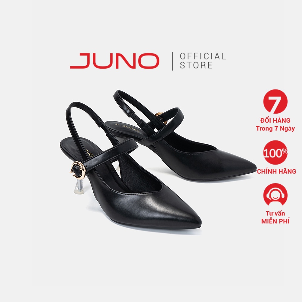 Giày Cao Gót Nữ 7cm JUNO Skingback Phối Khoá Gót Chuyển Màu CG07117