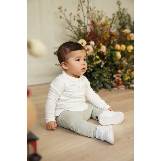 Bộ Bodysuit Dài Tay Cổ Polo Vải Bông Cao Cấp Macro &amp; Micro