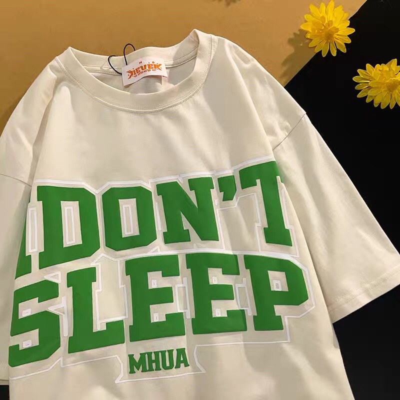 [ Rẻ vô địch ] Áo thun cotton tay lỡ dáng rộng unisex - Dont sleep