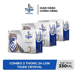 HỎA TỐC HCM Combo 3 Thùng 24 lon bia Tiger Crystal 330ml lon