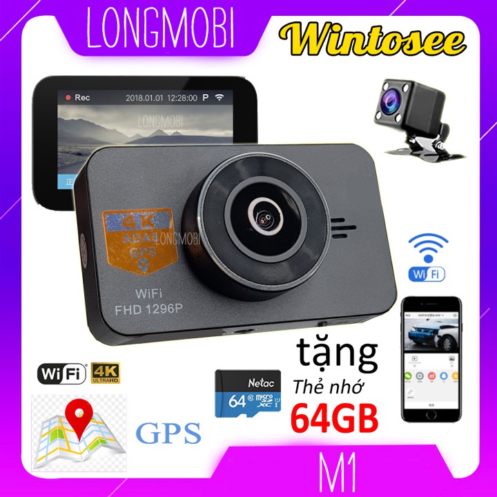 Wintosee M1 Camera Hành Trình 4K Wifi GPS ADAS Cảnh Báo Lêch Làn M0del 2021