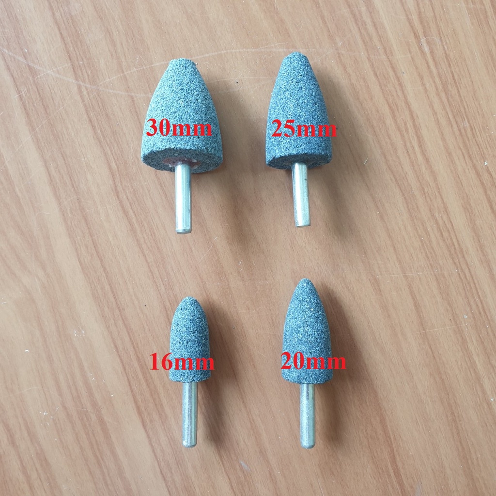 4 mũi đá mài hình trụ nhọn cao cấp - mũi đá mài nhọn trục 6mm dùng cho máy khoan pin máy mài khuôn