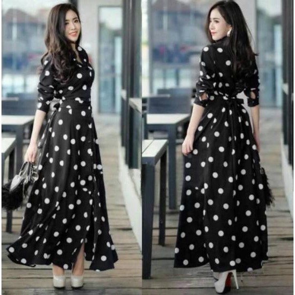 Đầm Dáng Dài Họa Tiết Chấm Bi Dễ Thương Cho Nữ (v9336) | BigBuy360 - bigbuy360.vn