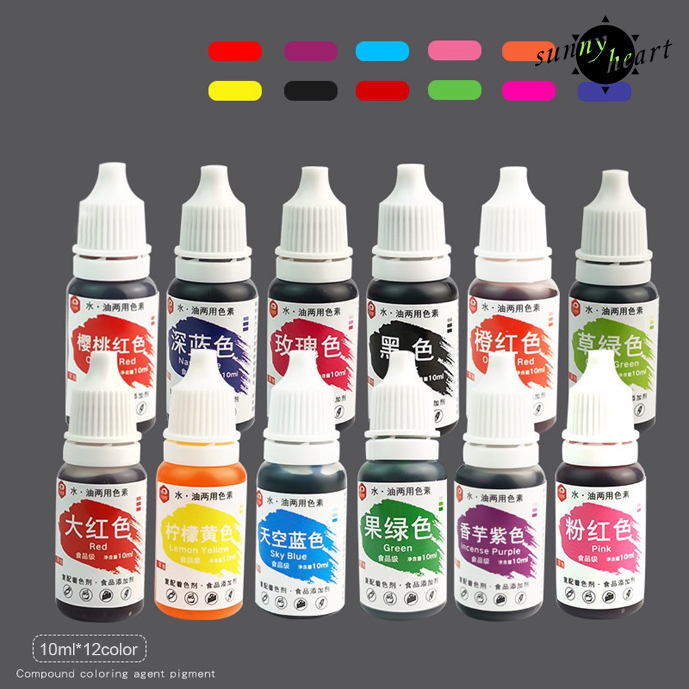 (Hàng Mới Về) Lọ Mực 10ml 12 Màu Tùy Chọn Dùng Để Trang Trí Bánh / Kẹo