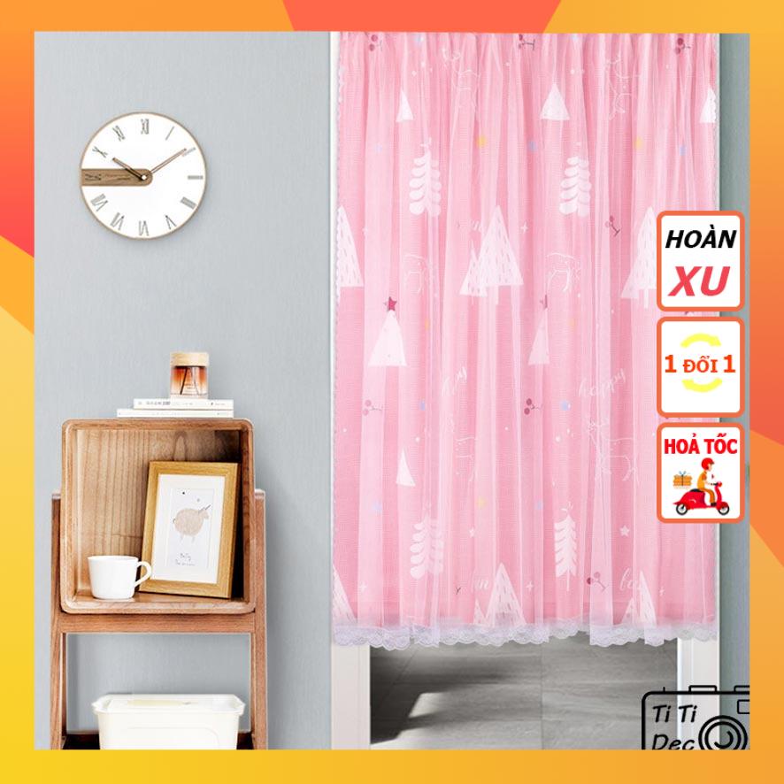 Rèm cửa hồng pastel tự dính phong cách Bắc Âu hiện đại - TiTi Decor