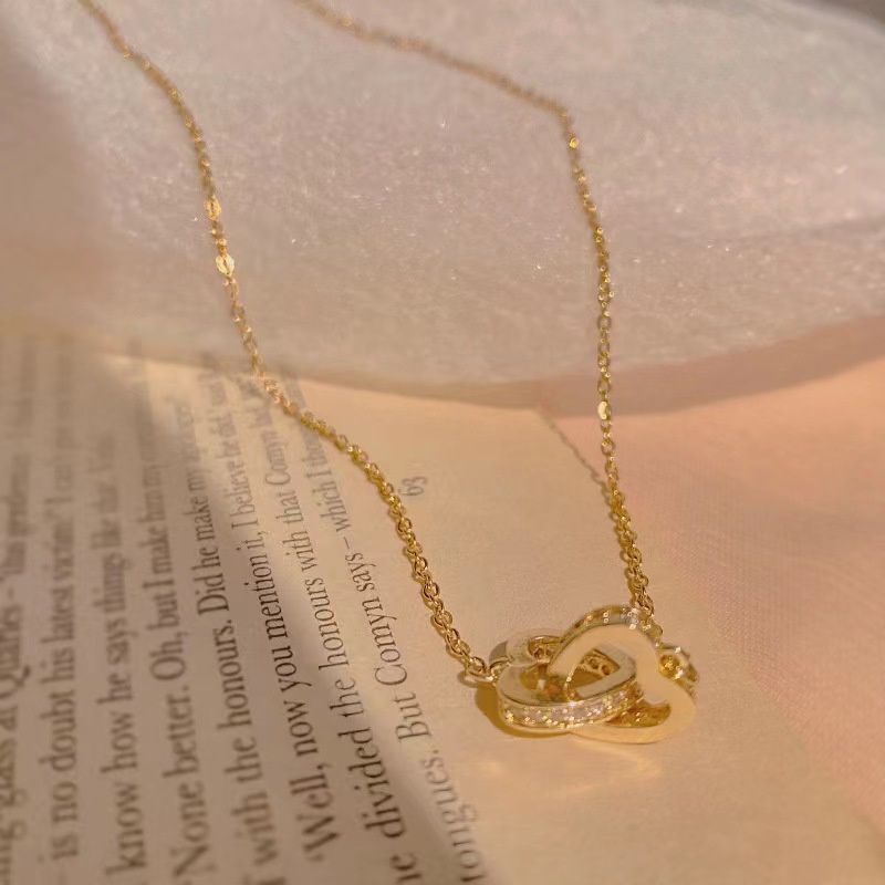 zheting Vòng cổ zhenting thép titan đính đá zircon tròn sang trọng cho nữ