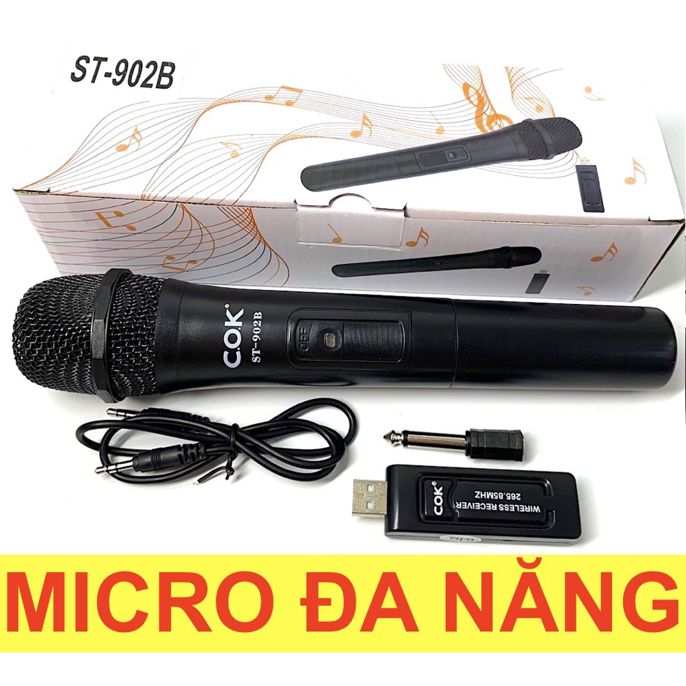 Micro Karaoke không dây Bluetooth đa năng cao cấp V10 COK dành cho loa kéo, loa bluetooth, amply hát karaoke