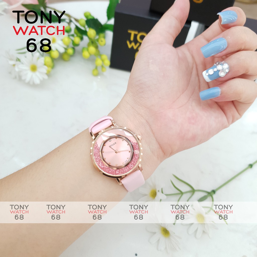 [Mã 44FASHIONSALE1 giảm 10K đơn 50K]Đồng hồ nữ đeo tay Bolun đẹp chính hãng dây da chống nước 3ATM Tony Watch 68