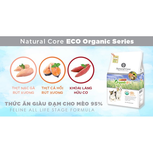 1kg(❁´◡`❁)THỨC ĂN HỮU CƠ NATURAL CORE GIÀU ĐẠM CHO MÈO Thành phần hữu cơ tốt cho sức khỏe, thích hợp với mọi giống mèo.