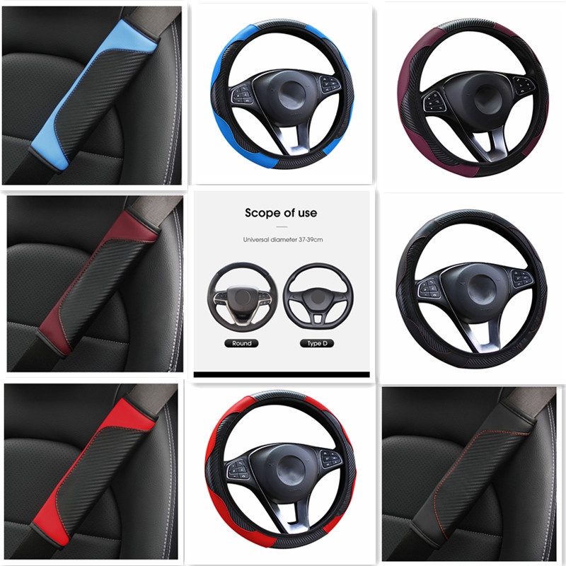 Vỏ Bọc Vô Lăng Xe Hơi Bằng Da PU Chống Trượt Thoáng Khí 37-38cm