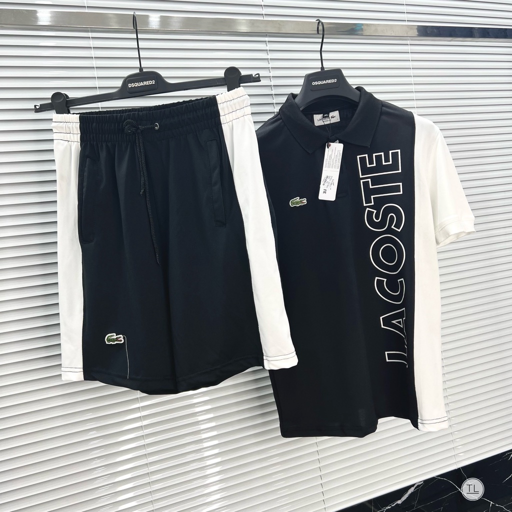 Bộ quần áo nam mùa hè thể thao cao cấp LACOSTE,bộ hè vải cá sấu cổ bẻ(ảnh thật)