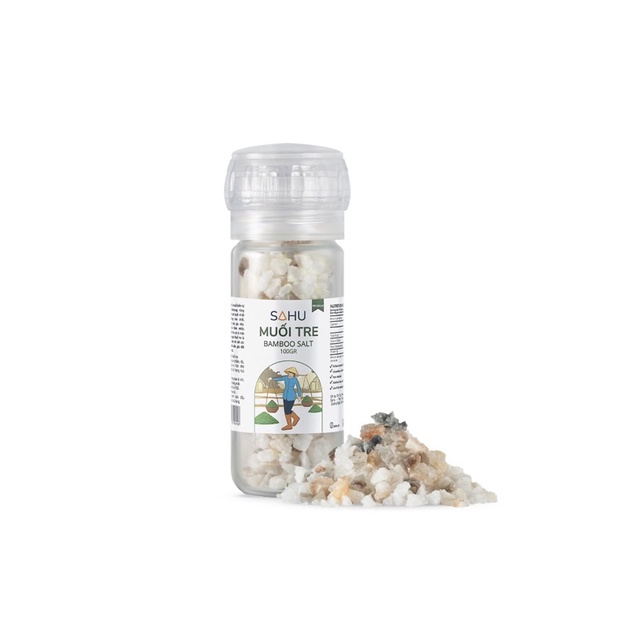MUỐI TRE PREMIUM SAHU - Sahu Vietnamese bamboo salt - Muối dạng đá viên có ánh kim lấp lánh rất đẹp, vị rất ngon