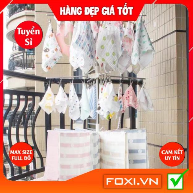 Cây phơi đồ đa năng INOX cao cấp-3 tầng-2 tầng móc kẹp-1 tầng thanh phơi-móc kẹp xoay 360 độ