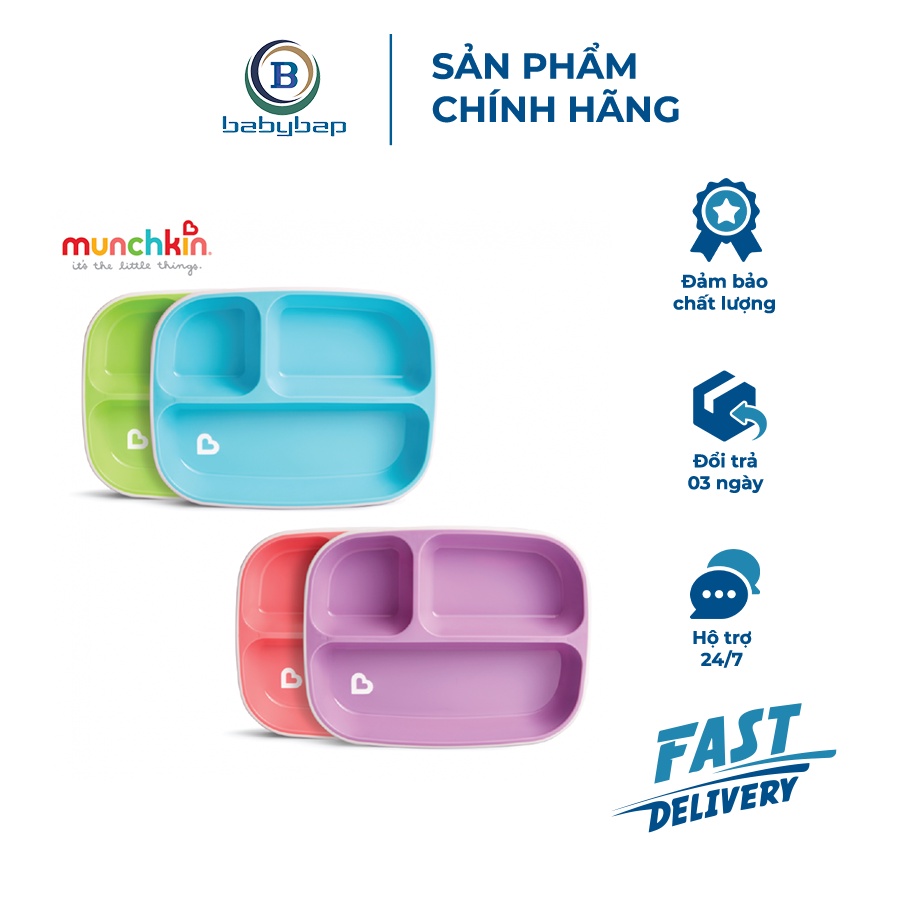 Bộ 2 Đĩa Chia Ngăn Chống Trượt Munchkin Dành Cho Bé Từ 6 Tháng Trở Lên