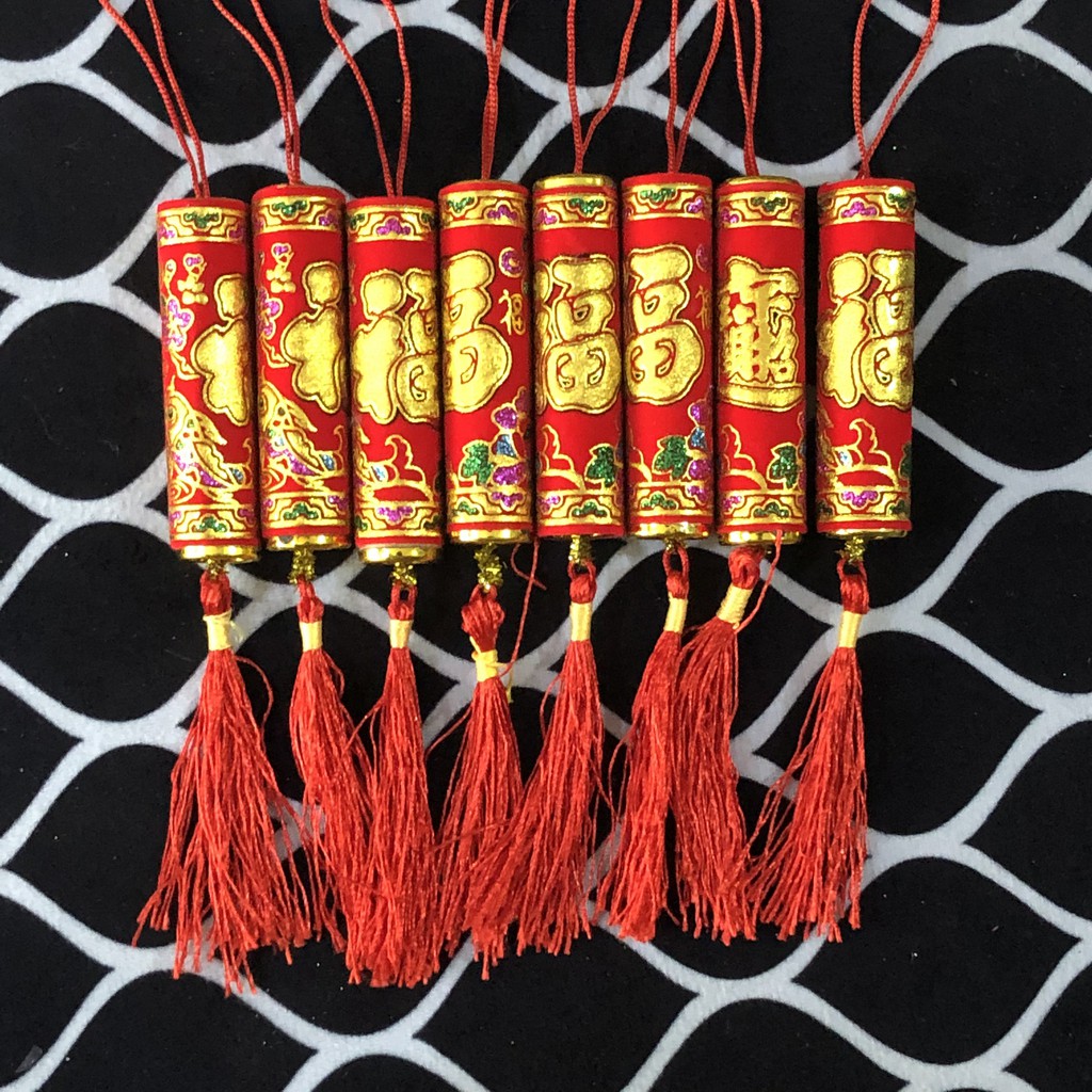 Bộ 8 pháo giả treo cành mai đào trang trí tết