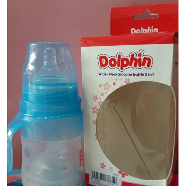 Bình sữa sillicon 3 trong 1 cổ rộng Dolphin 160ml