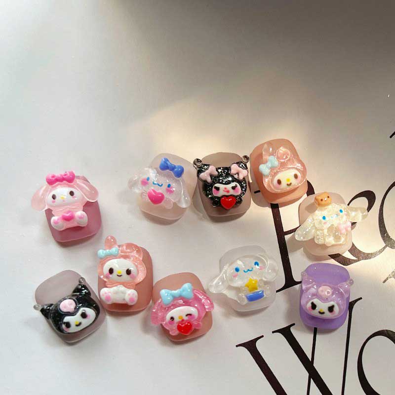 SANRIO Set 20 Phụ Kiện Trang Trí Móng Tay / Móng Tay / Điện Thoại Họa Tiết Hoạt Hình 3D Dễ Thương DIY