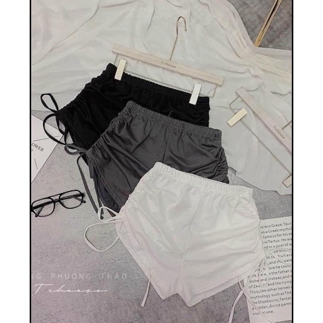 Quần Đùi Nữ Mặc Ở Nhà Dây Rút Chất Cotton Kèm Ảnh Thật