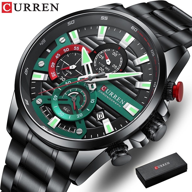 Đồng hồ thạch anh 8415 CURREN chất liệu thép không gỉ chống thấm nước đa năng kèm hộp đựng