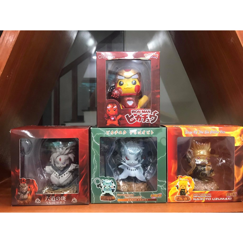 Mô hình Naruto Pikachu cute trang trí bàn làm việc, góc gaming, Pikachu Obito,Pikachu Iron Man - Mô hình cao cấp số 1