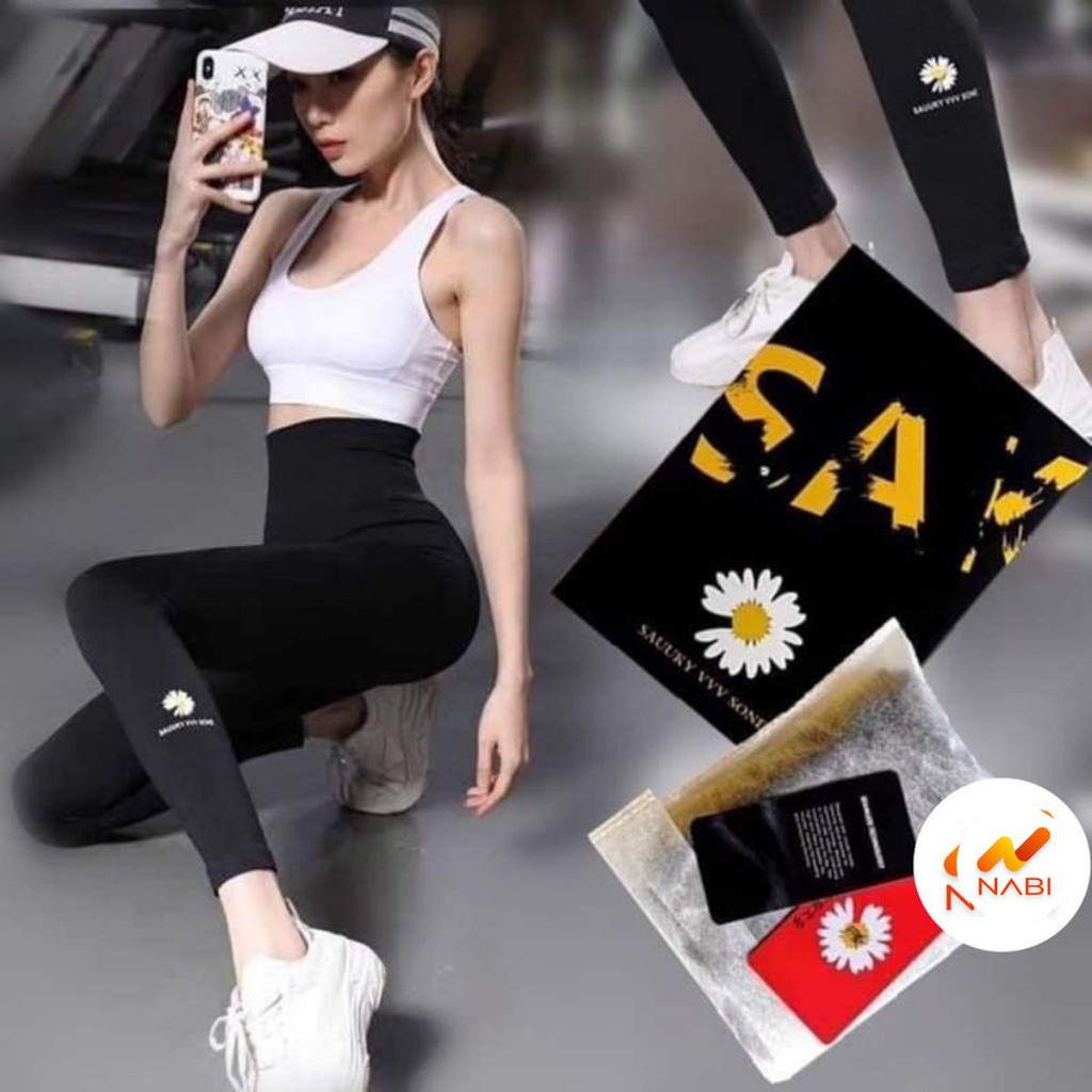 Quần Legging Nữ Quần Nữ Thể Thao SAUUKY Đi Tập- Đi Chơi Hoa Cúc Hot Trend 2020 QN14