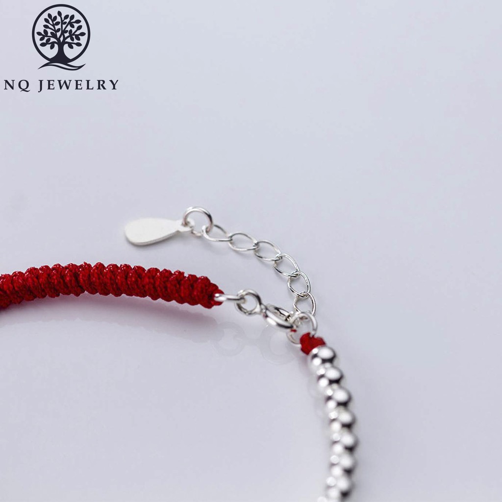 Vòng thắt dây đỏ tỳ hưu và bi bạc - NQ Jewelry