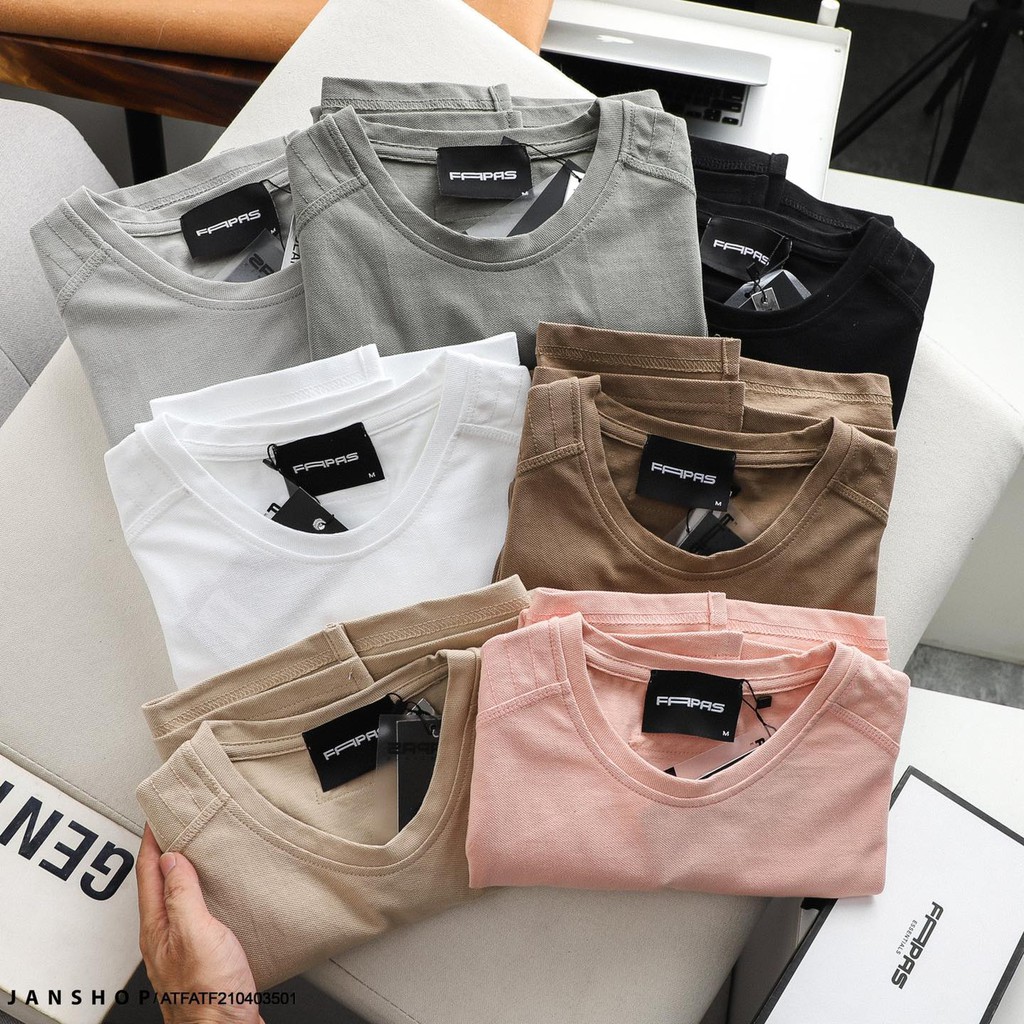 Áo Thun Nam, Áo Phông Nam Cổ Tròn FAPAS, Vải Cotton Co Giãn, Form Slim Fit