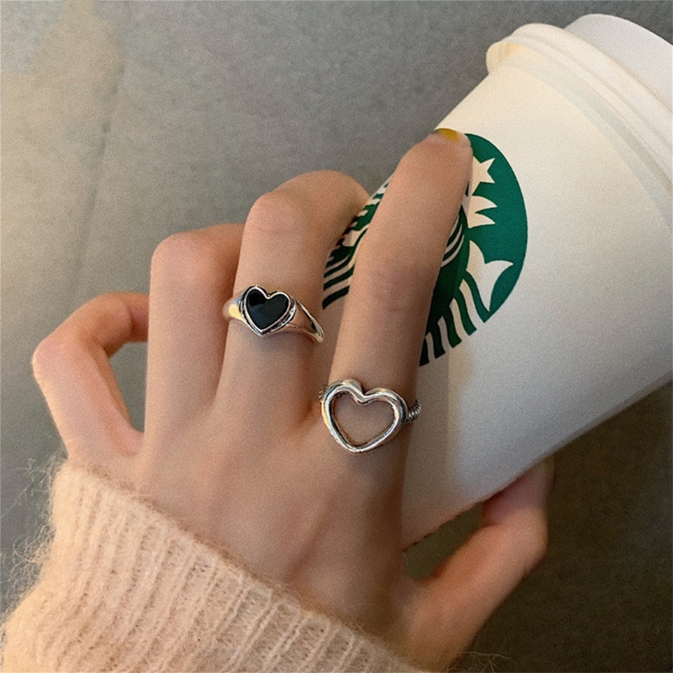 iF YOU Nhẫn Mặt Hình Trái Tim Thiết Kế Độc Đáo Thời Trang Trẻ Trung