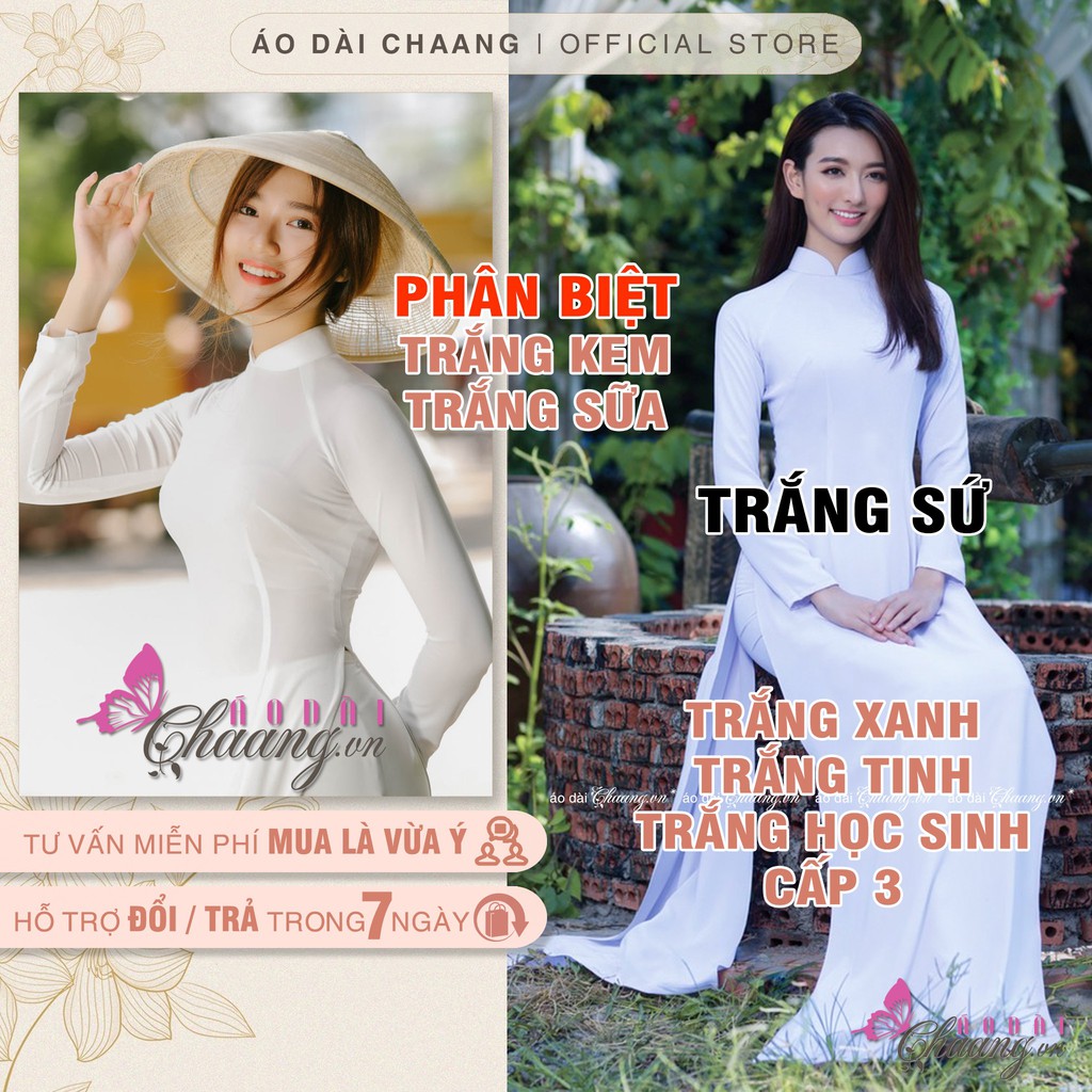 Áo dài đi học_Chaang_May sẵn áo dài nữ sinh, áo dài học sinh trắng sứ hay trắng xanh