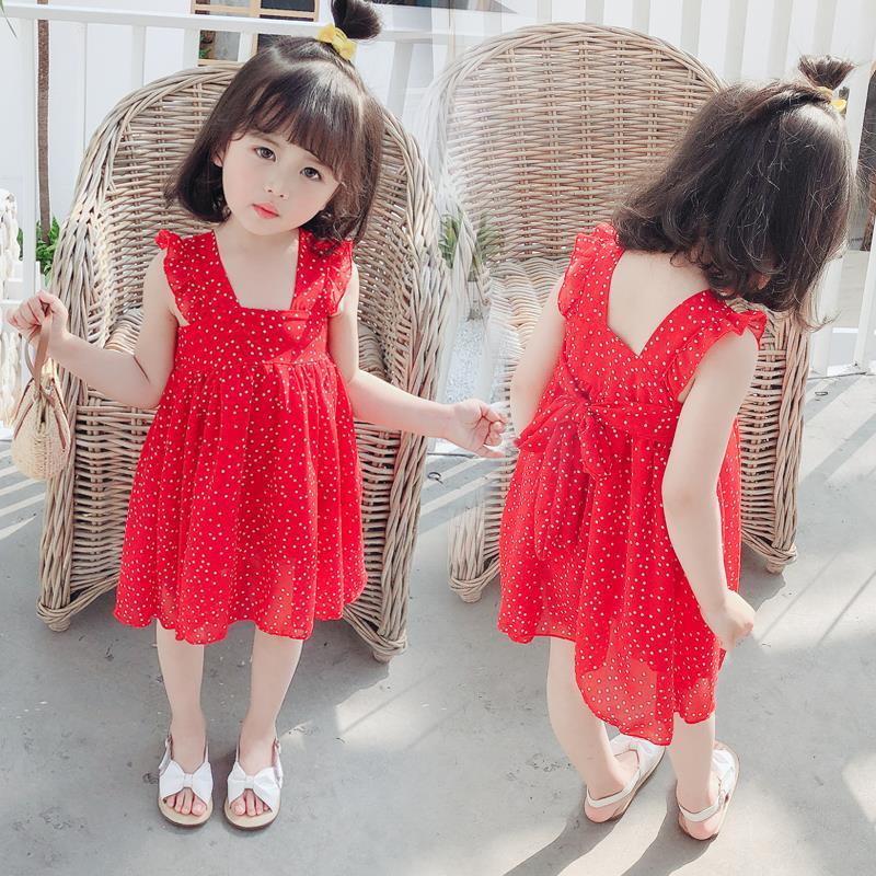 VT4 Size90-130 (9-25kg) Váy đầm bé gái (Đầm suông sát nách chữ A) Thời trang trẻ Em hàng quảng châu