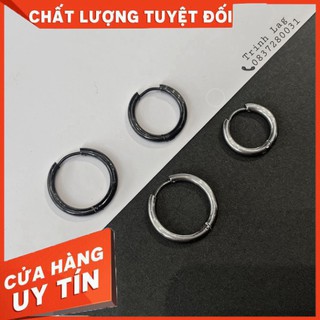 Khuyên tai khoen tròn basic nhiều size nam nữ đen bạc