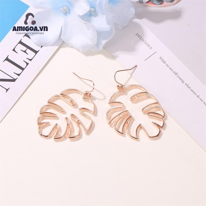 Khuyên Tai Lá Chuối Rỗng Đơn Giản Phong Cách Dân Tộc Cổ Điển