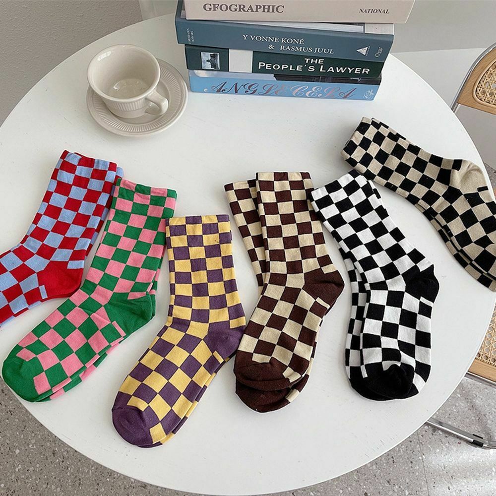 Vớ nam kẻ caro nhiều màu tất trượt ván cá tính