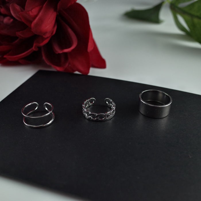 [Miễn Phí Vận Chuyển] Set Ba Chiếc Nhẫn Ba Mảnh Phong Cách Mát Mẻ Đơn Giản Dễ Phối Đồ Dành Cho Nam 23400